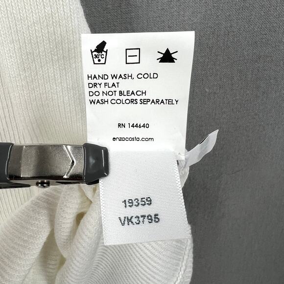 ENZA COSTA Knit Halter Turtleneck Womens Large Winter White Sleeveless Rib NEW - Picture 13 of 16